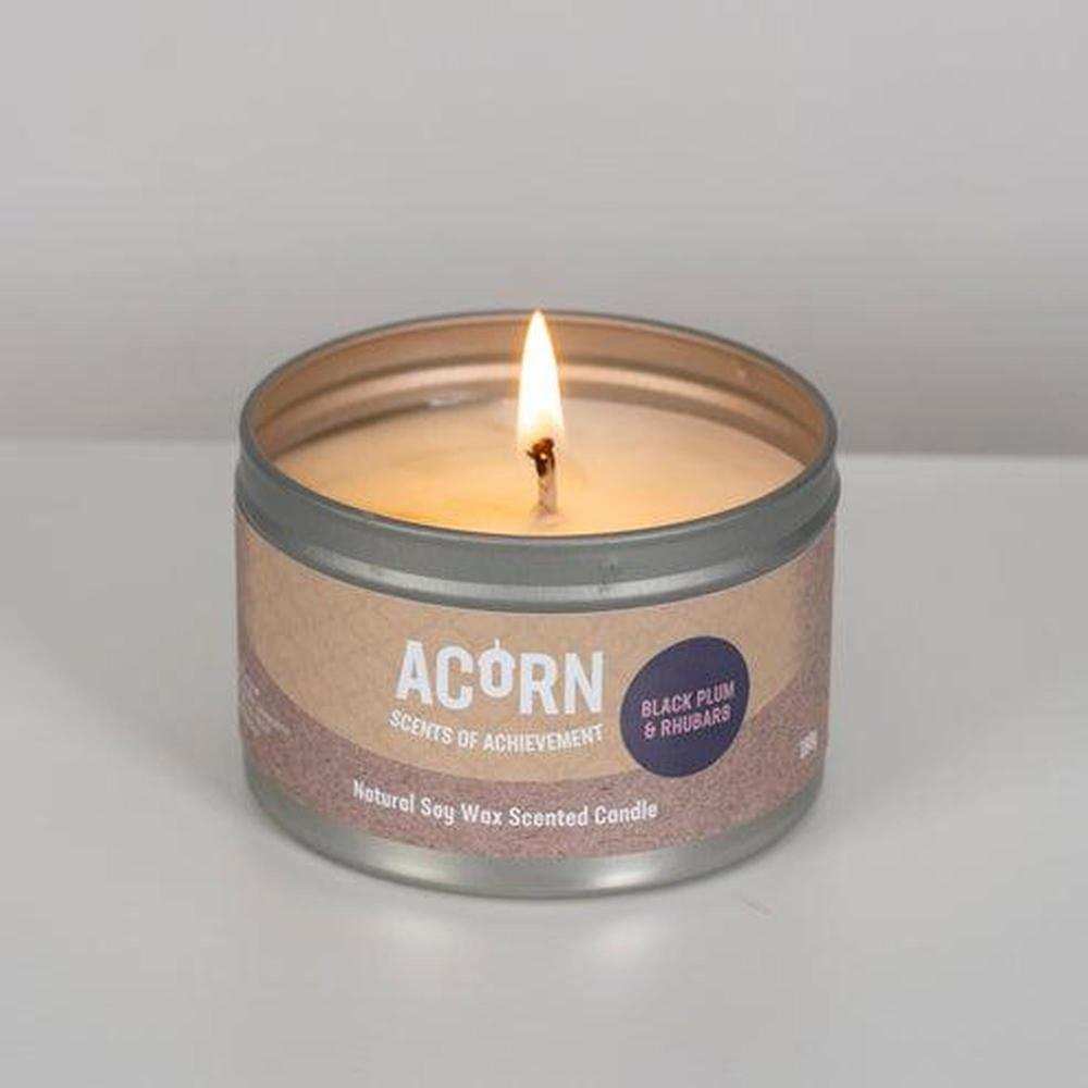 Acorn Black Plum & Rhubarb Candle Tin-Acorn-Basalt and Oak