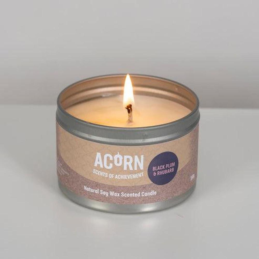 Acorn Black Plum & Rhubarb Candle Tin-Acorn-Basalt and Oak