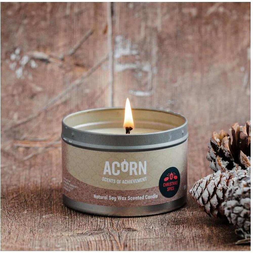 Acorn Christmas Spice - Soy Candle Tin-Acorn-Basalt and Oak