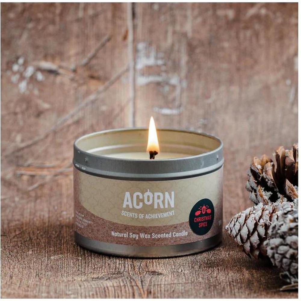 Acorn Christmas Spice - Soy Candle Tin-Acorn-Basalt and Oak