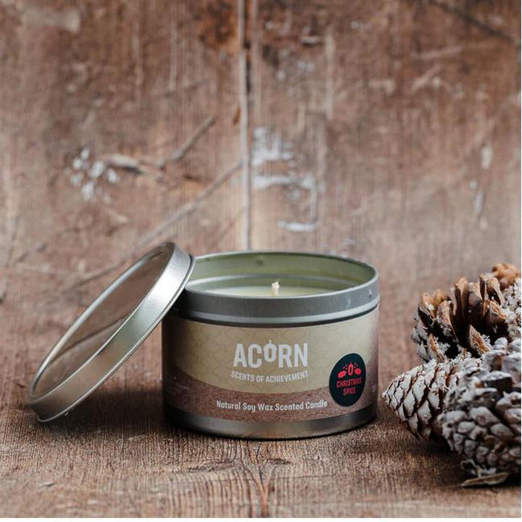 Acorn Christmas Spice - Soy Candle Tin-Acorn-Basalt and Oak