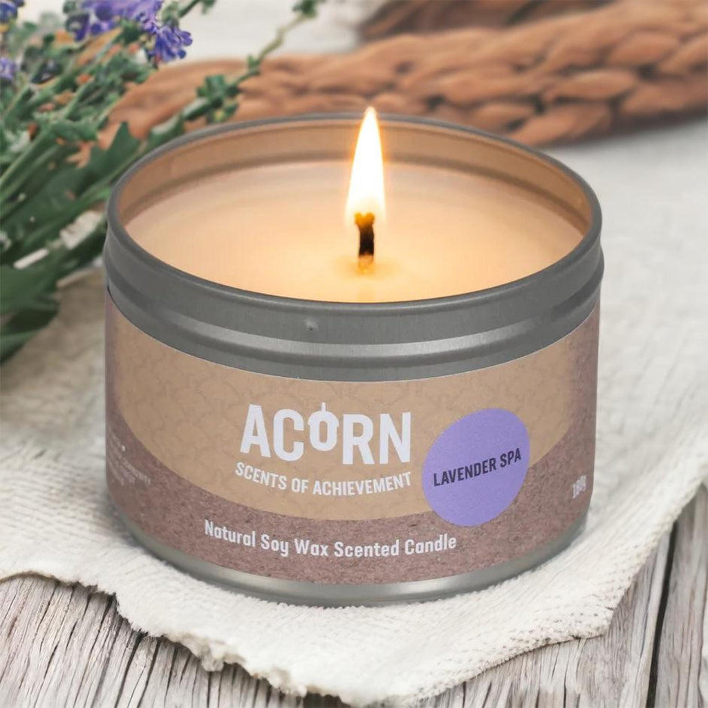Acorn Lavender Spa Candle Tin-Acorn-Basalt and Oak