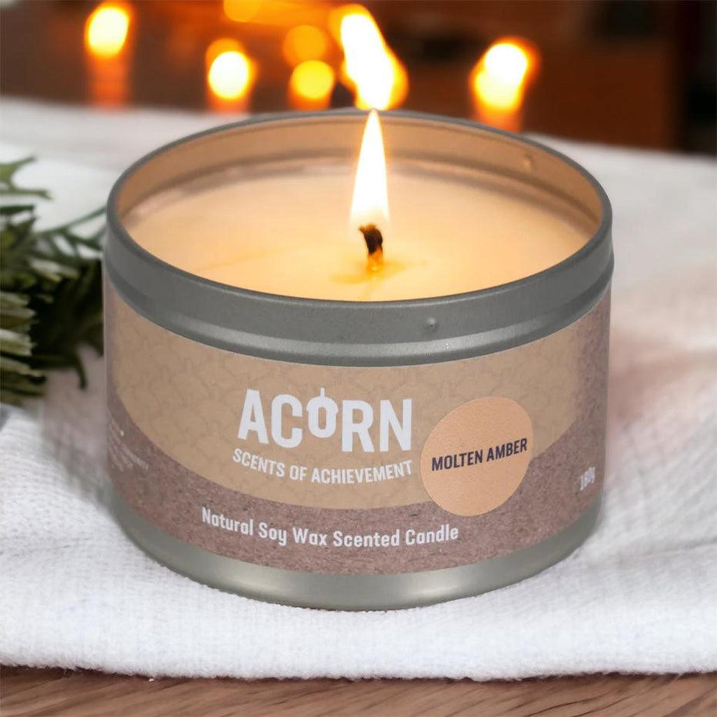Acorn Molten Amber Candle Tin-Acorn-Basalt and Oak