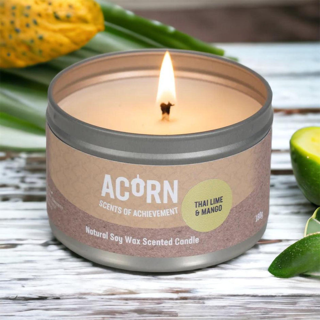 Acorn Thai Lime & Mango Candle Tin-Acorn-Basalt and Oak