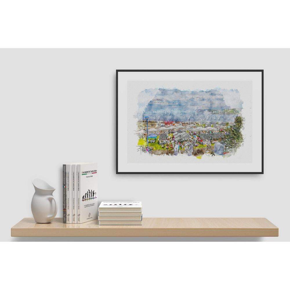 Ballycastle Market Limited Edition Print-Muddypuddle Digital Art-Basalt and Oak