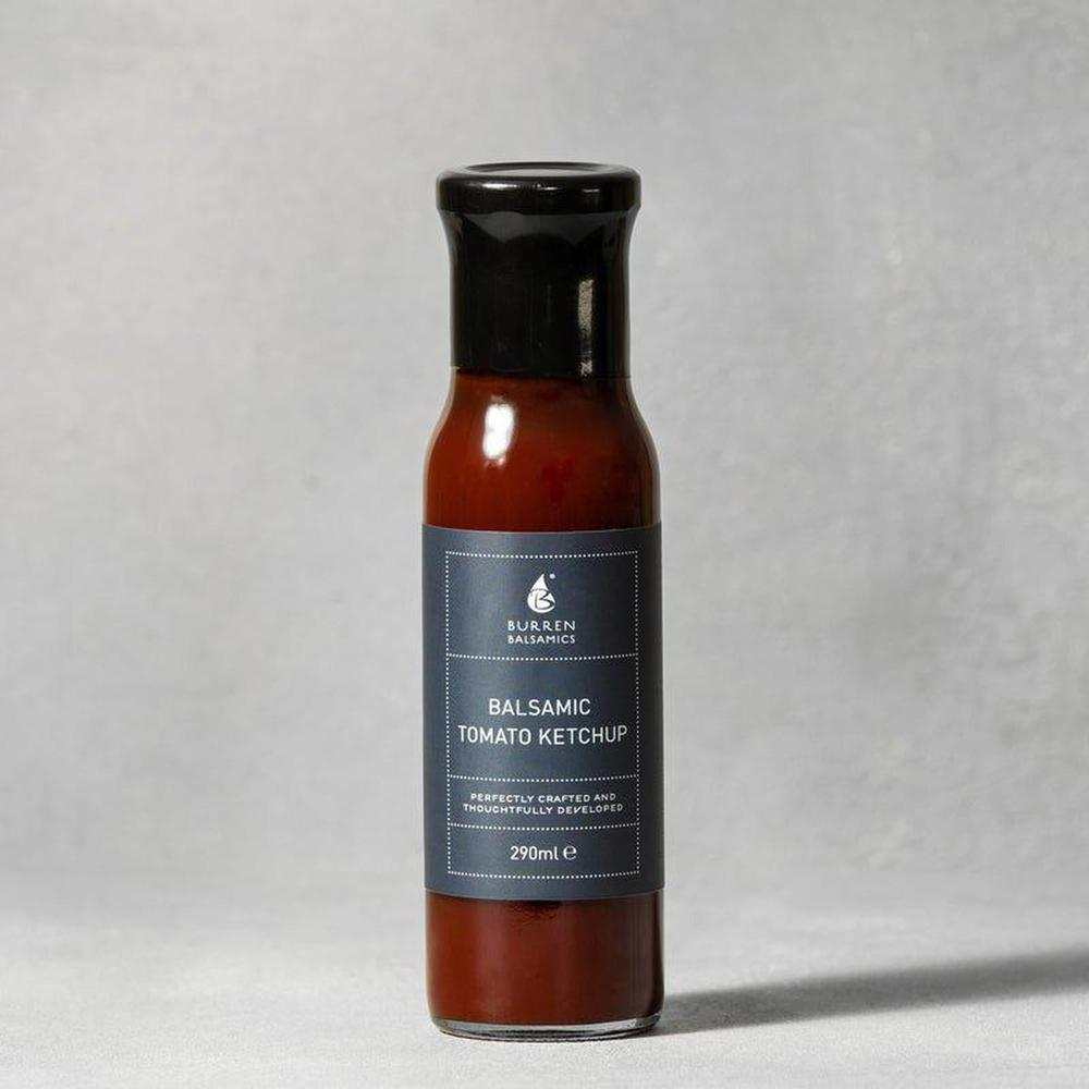 Burren Balsamics Balsamic Tomato Ketchup 290ml gourmet ketchup bottle with white balsamic condiment for enhanced flavor