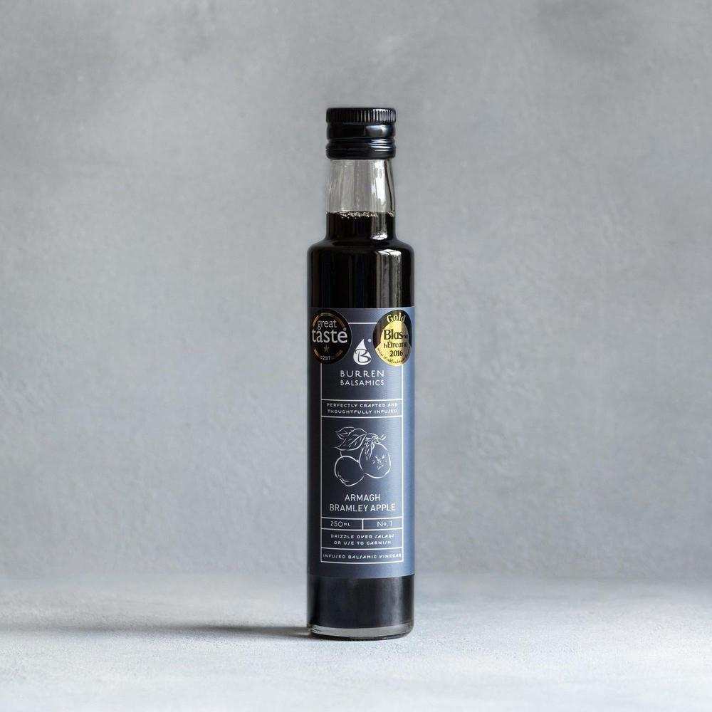 Burren Balsamics Infused Vinegar 100ml bottle with Armagh Bramley Apple flavor for cooking and salads