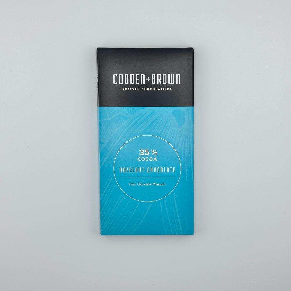 Cobden and Brown Hazelnut Milk Chocolate 35% cocoa bar with artisan packaging