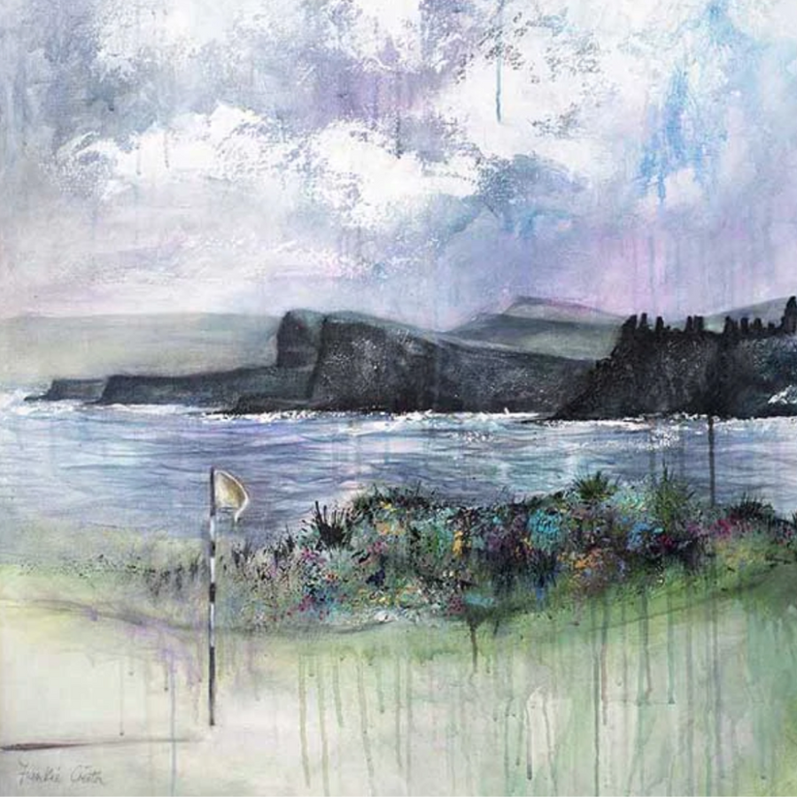 Frankie Creith DUNLUCE GOLF PORTRUSH Tea Towel-Artist Frankie Creith-Artisan Market Online