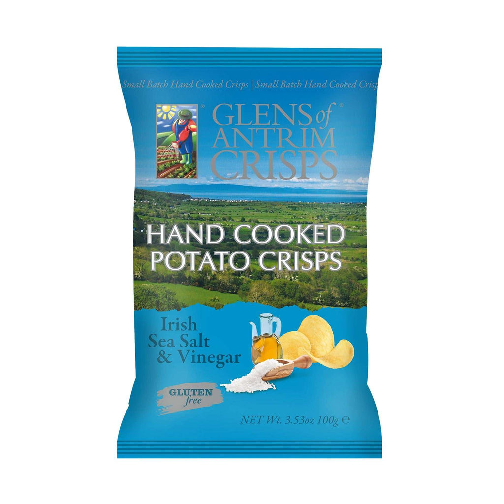 Glens of Antrim Crisps Irish Sea Salt & Vinegar hand cooked potato crisps gluten free 100g bag