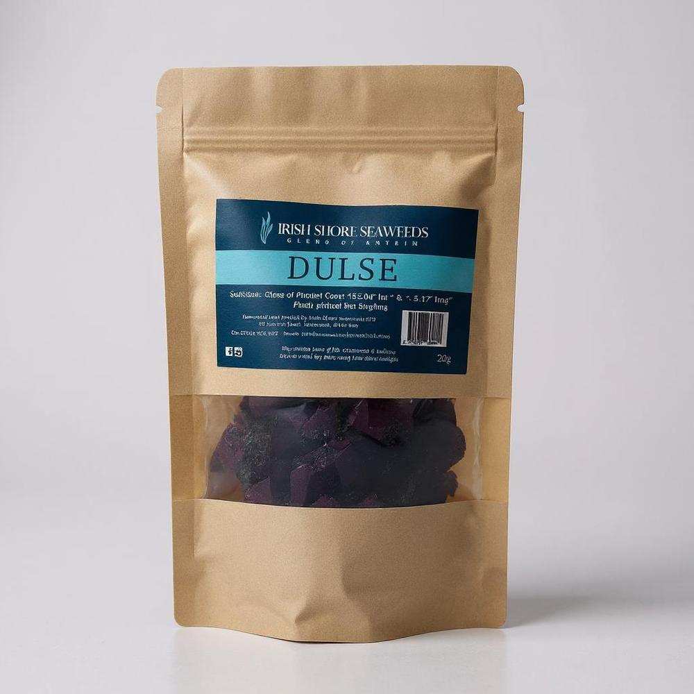 Irish Shore Seaweeds Dulse wild harvested seaweed in 20g bag from Antrim Coast