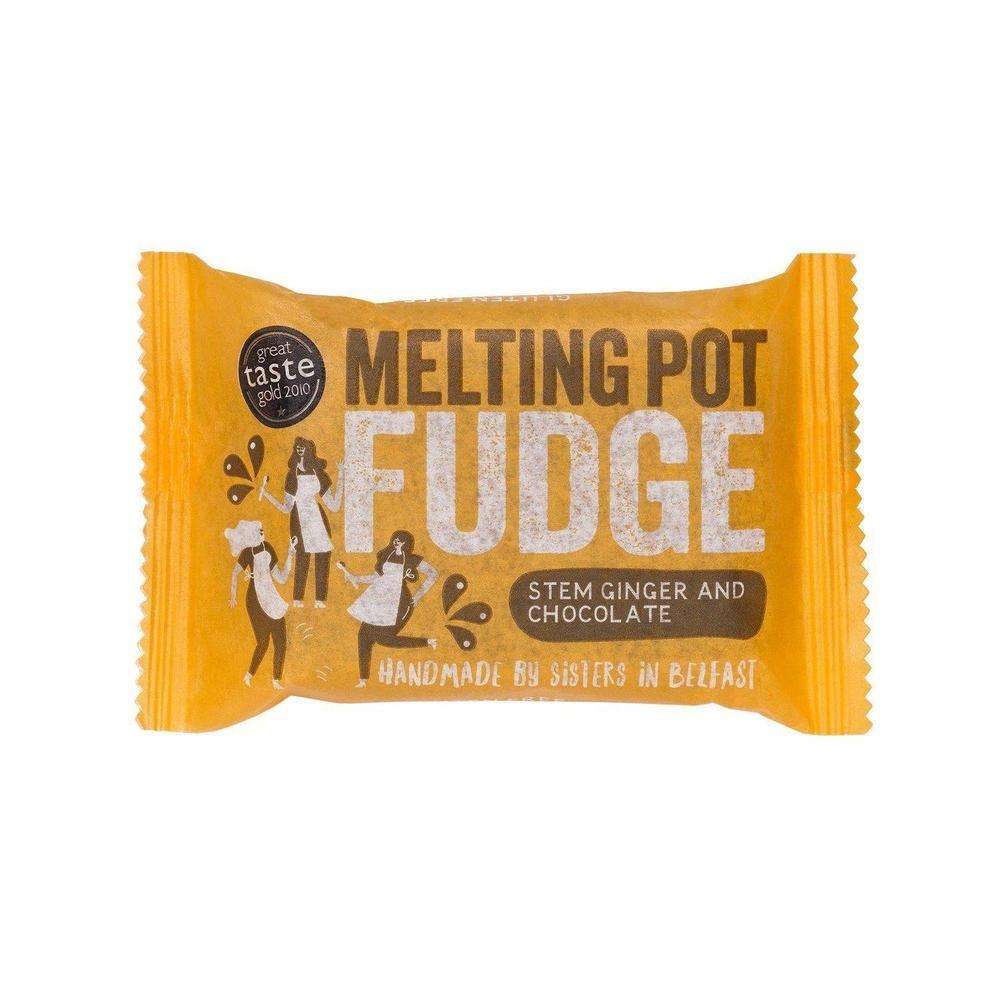 Melting Pot Stem Ginger and Chocolate Fudge in orange packaging with Great Taste Award badge