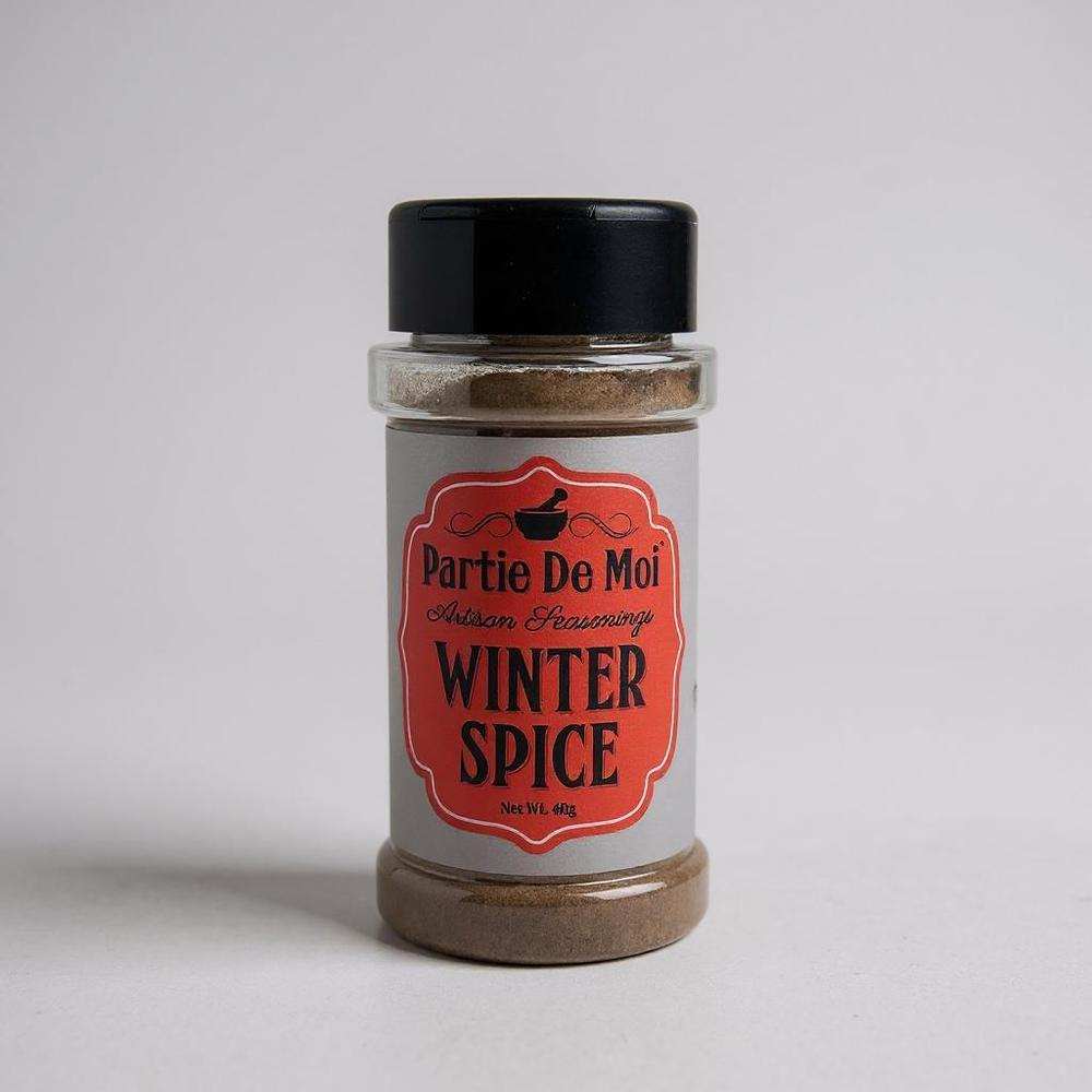 Partie De Moi Winter Spice Seasoning bottle with artisan blend of cinnamon, ginger, allspice, and cloves