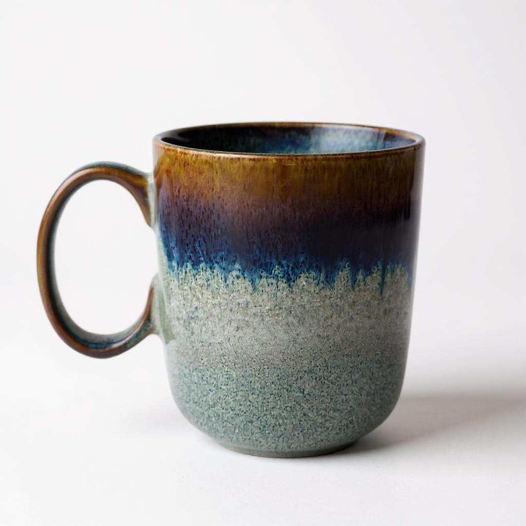 SOTG Mug ceramic cup with blue, brown, and gray gradient glaze perfect for coffee or tea
