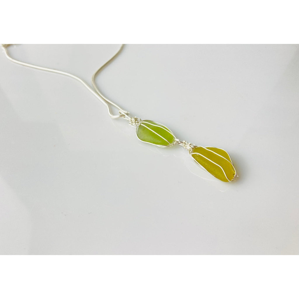 Sea Secrets Two Tone Drop Seaglass Pendant Necklace-Sea Secrets-Artisan Market Online