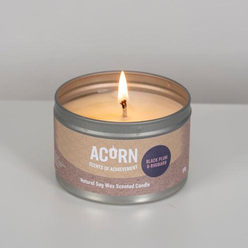 Acorn Black Plum & Rhubarb Candle Tin-Acorn-Artisan Market Online