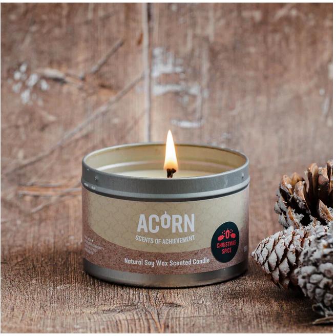 Acorn Christmas Spice - Soy Candle Tin-Home Fragrance-Acorn-Basalt and Oak
