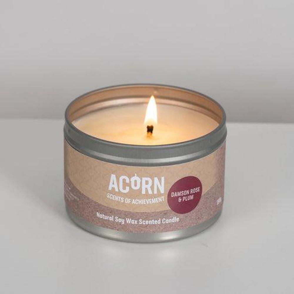 Acorn Damson Rose & Plum Candle Tin-Acorn-Basalt and Oak