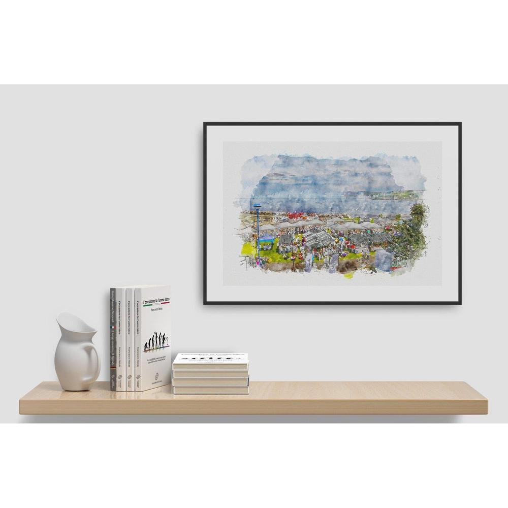 Ballycastle Market Limited Edition Print-Muddypuddle Digital Art-Basalt and Oak