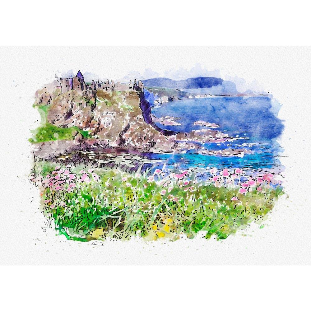 Dunluce Castle Limited Edition Print-Muddypuddle Digital Art-Basalt and Oak