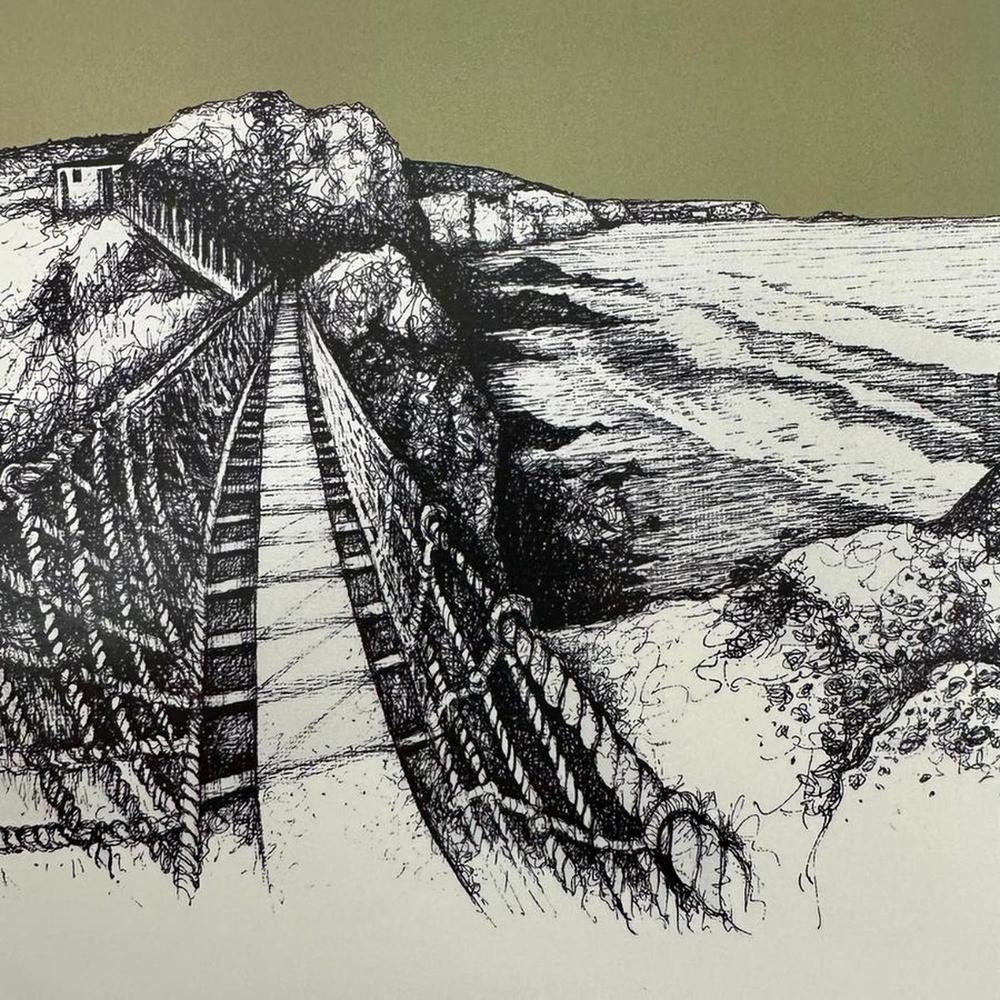 Frankie Creith CARRICK-A-REDE ROPE BRIDGE Mini Box Framed Print-Artist Frankie Creith-Basalt and Oak