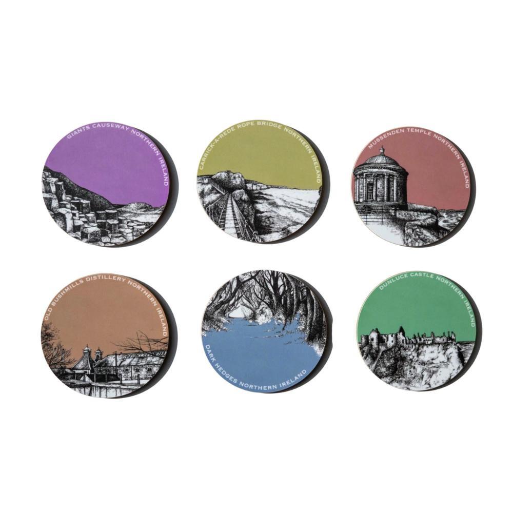 Frankie Creith NORTH COAST PEN & INK Six Coaster Set-Artist Frankie Creith-Basalt and Oak