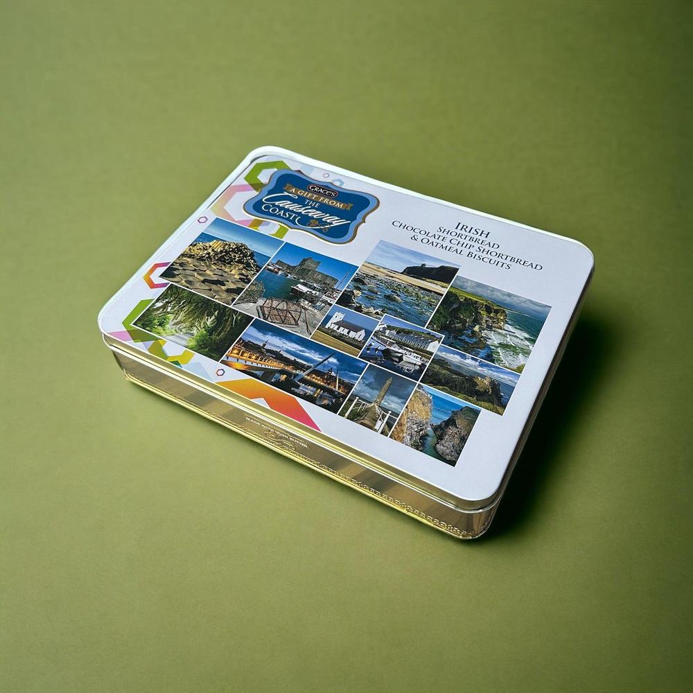 Graces Irish Shortbread, Chocolate Chip Shortbread and Oatmeal Biscuits Gift Tin-Grace's-Basalt and Oak