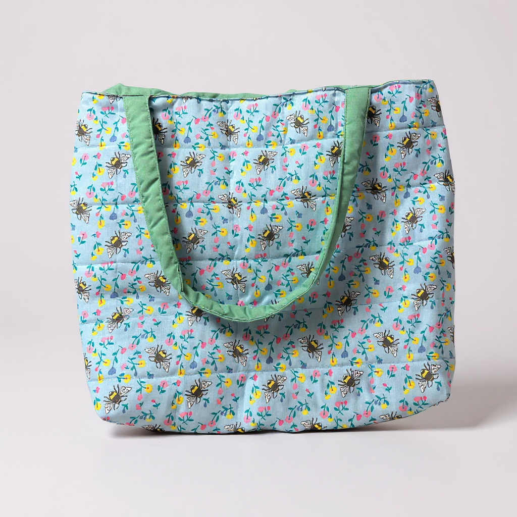 Handmade by Jessica Bees Quilted Shopper-Basalt and Oak