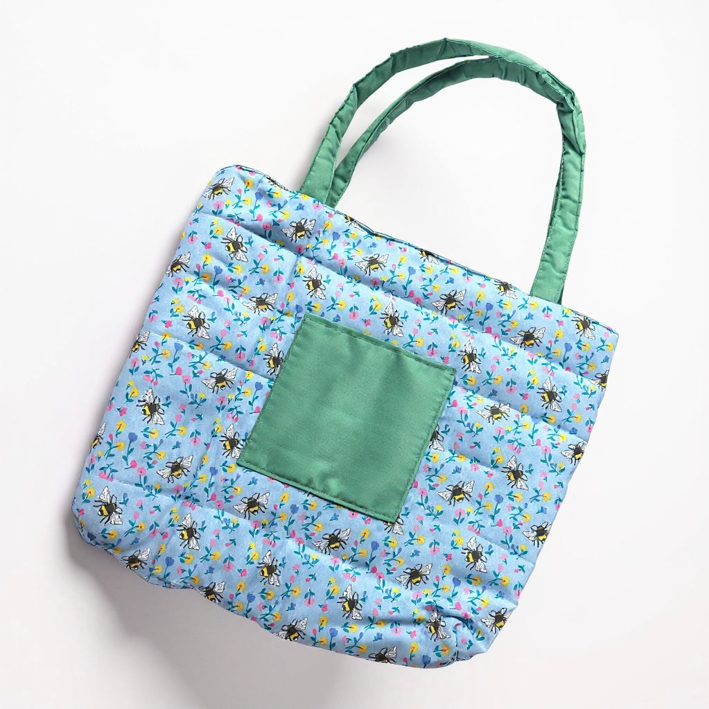 Handmade by Jessica Bees Quilted Shopper-Basalt and Oak