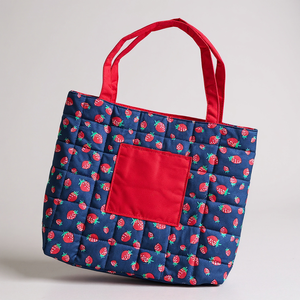 Handmade by Jessica Strawberries Quilted Shopper-Basalt and Oak