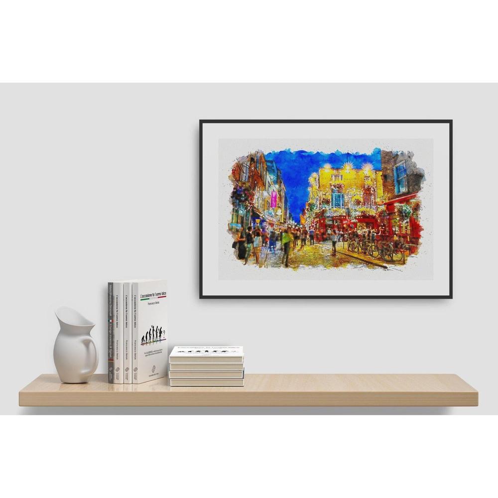 Templebar Dublin Limited Edition Print-Muddypuddle Digital Art-Basalt and Oak