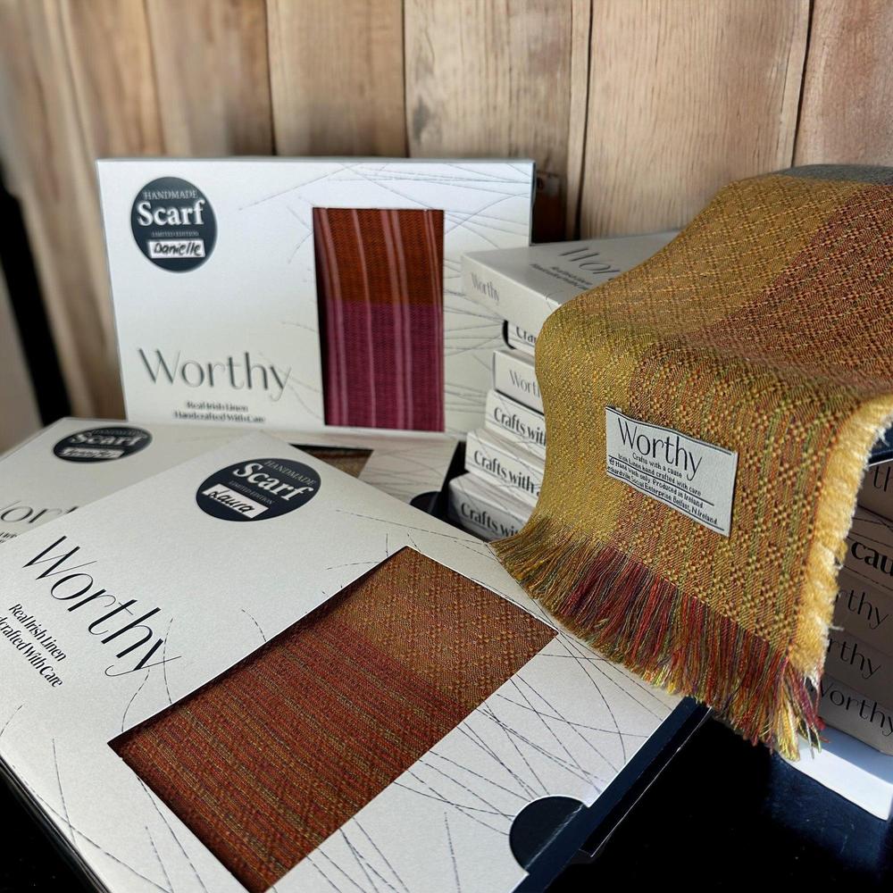 Worthy Irish Linen Scarf-Worthy-Basalt and Oak